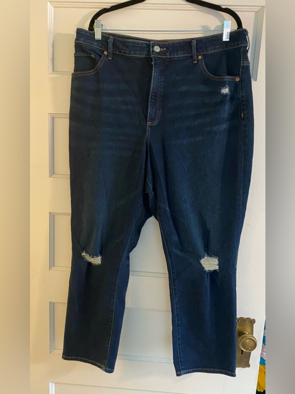 Express Curvy Slim Dark Blue Distressed  Jeans